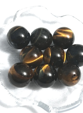 天然彩虎眼石18mm圆珠手链木便石梦幻虎眼石黄蓝虎眼石单珠配件