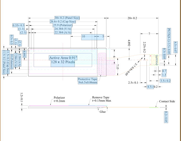 0.91寸OLED液晶显示屏8PIN插接式oled128x32点阵SSD1306驱动白光 - 图2