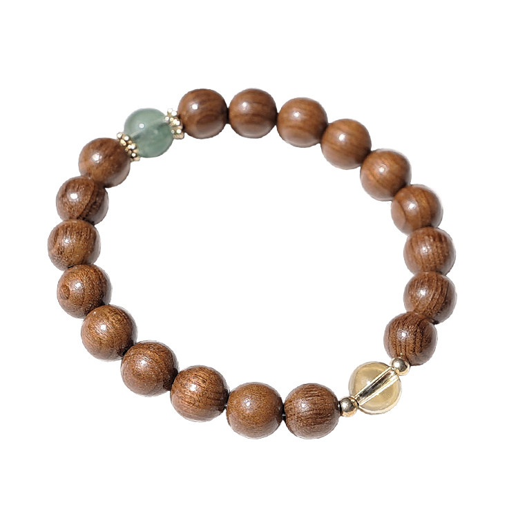 金丝楠木手串 天然木质手串水波纹老料文玩黄水晶绿幽灵手链 女款,淘宝优惠券,粉丝福利购,淘宝优惠卷