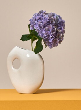 壶形创意磨砂陶瓷花器中古风异性干花花瓶餐边柜家居装饰玄关摆件