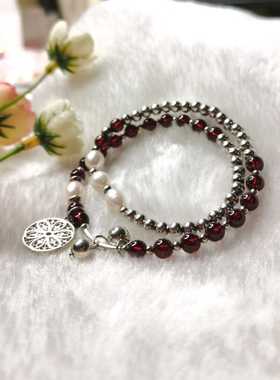 石榴石纯银原创设计风时尚饰品