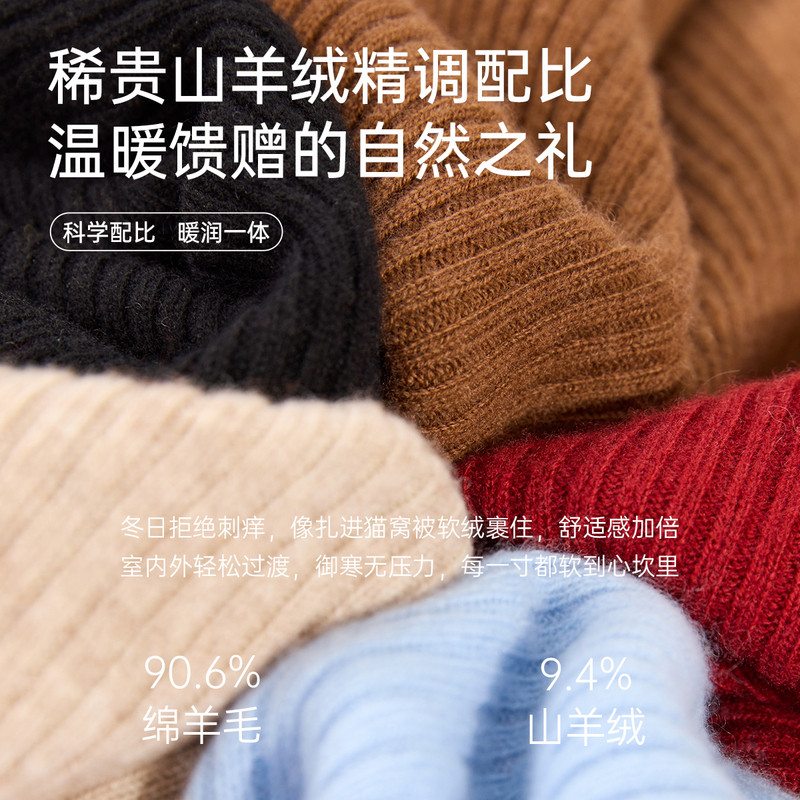 【美利奴绵羊毛】无缝一体山羊绒慵懒感高领毛衣胖mm2025冬装新款,淘宝优惠券,粉丝福利购,淘宝优惠卷