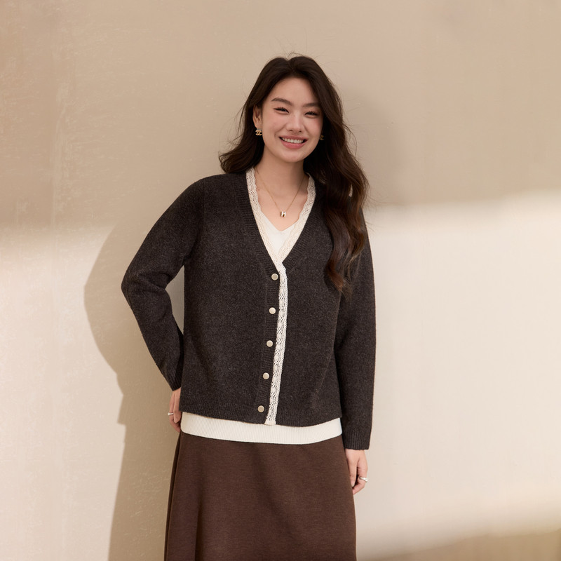 【温柔风别致花边毛衣】纤莉秀大码女装时尚气质上衣胖mm冬装新款,淘宝优惠券,粉丝福利购,淘宝优惠卷