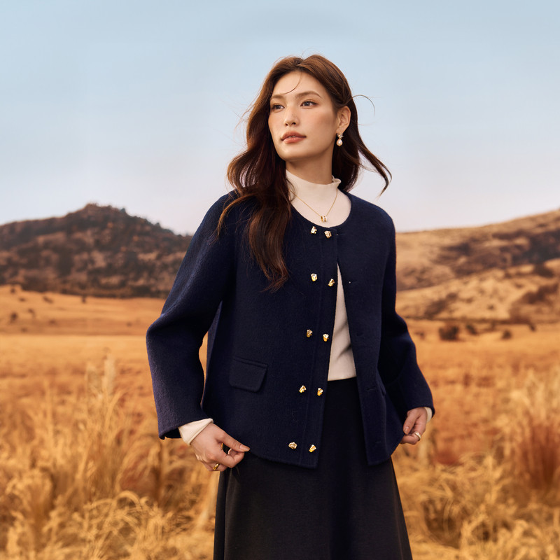 【黑标100绵羊毛】气质毛呢外套纤莉秀大码女装胖mm2025冬装新款,淘宝优惠券,粉丝福利购,淘宝优惠卷