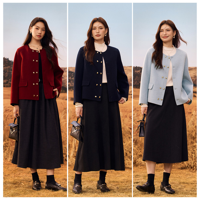 【黑标100绵羊毛】气质毛呢外套纤莉秀大码女装胖mm2025冬装新款,淘宝优惠券,粉丝福利购,淘宝优惠卷
