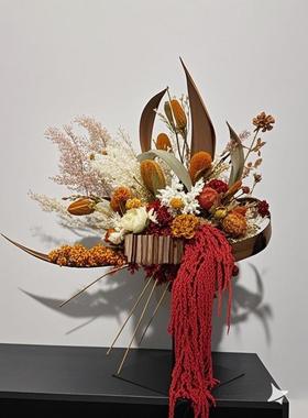 现代轻奢高端金属艺术花艺售楼处酒店前台高档装饰花艺成品摆件