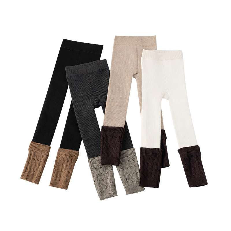女童加绒加厚打底裤秋冬外穿竖条纹儿童裤子堆堆袜拼接撞色紧身裤,淘宝优惠券,粉丝福利购,淘宝优惠卷