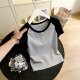 ເສື້ອທີເຊີດແຂນສັ້ນ raglan sleeve sleeve Korean style contrasting color for women 2026 summer new style slim fit button chic simple top