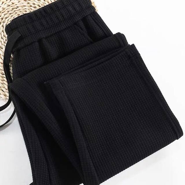 Waffle Pants ແມ່ຍິງ Loose ຂະຫນາດໃຫຍ່ ກາງເກງ Straight Pants 2023 New American Sports Pants Heavy Casual Pants