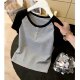 ເສື້ອທີເຊີດແຂນສັ້ນ raglan sleeve sleeve Korean style contrasting color for women 2026 summer new style slim fit button chic simple top