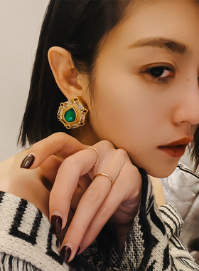 yuwelry锆石铜项圈轻奢项圈耳环