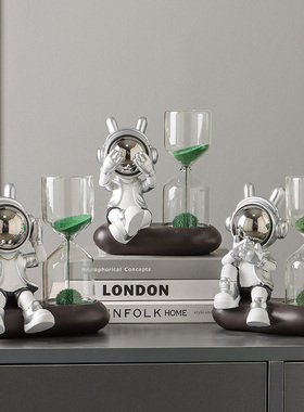 创意太空人沙漏摆件不听不说不看