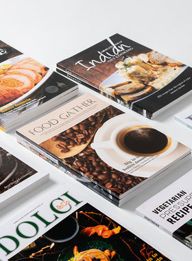 外文美食杂志仿真书籍摄影拍照道具书可翻页时尚陈列装饰假书摆件