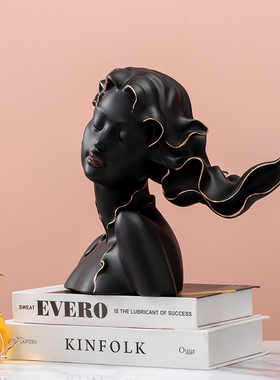 黑色装饰品玄关电视柜人物雕塑