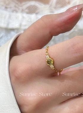 新中式链条小方块戒指女小众气质简约指环高级感2024新款送女友