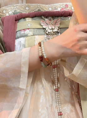 新中式复古串珠手链民族风文玩手串小众叠戴配饰国风弹力手饰百搭