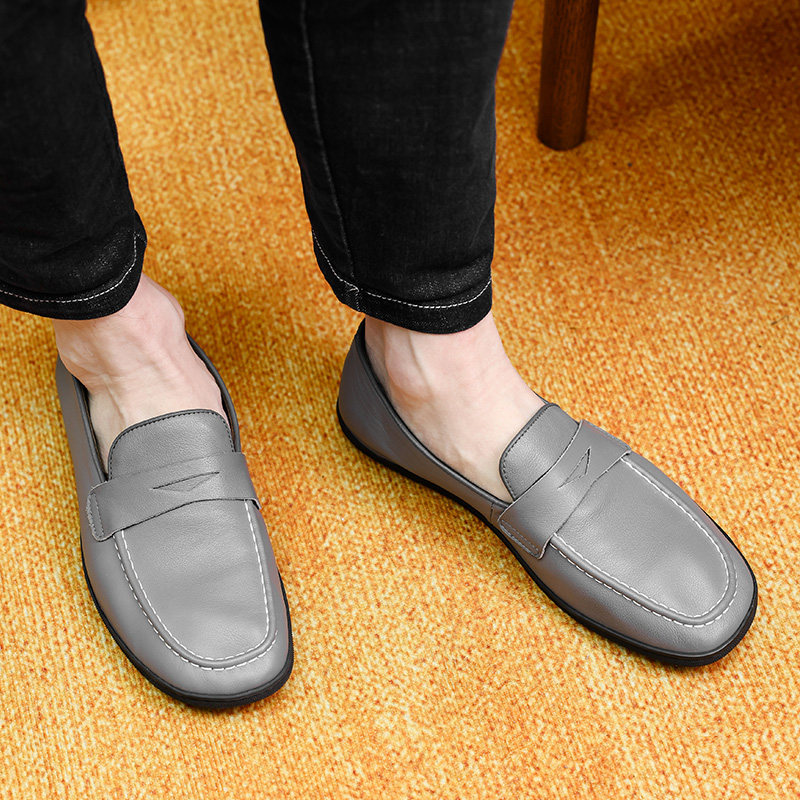 2024春夏新款休闲鞋一脚蹬懒人鞋方头真皮豆豆鞋透气乐福鞋男鞋,淘宝优惠券,粉丝福利购,淘宝优惠卷
