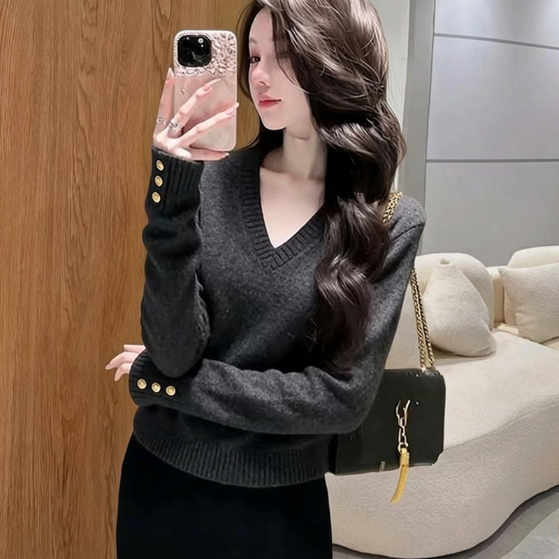 春季毛衣女内搭外穿爆款2026新款洋气打底衫女百搭显瘦V领针织衫,淘宝优惠券,粉丝福利购,淘宝优惠卷