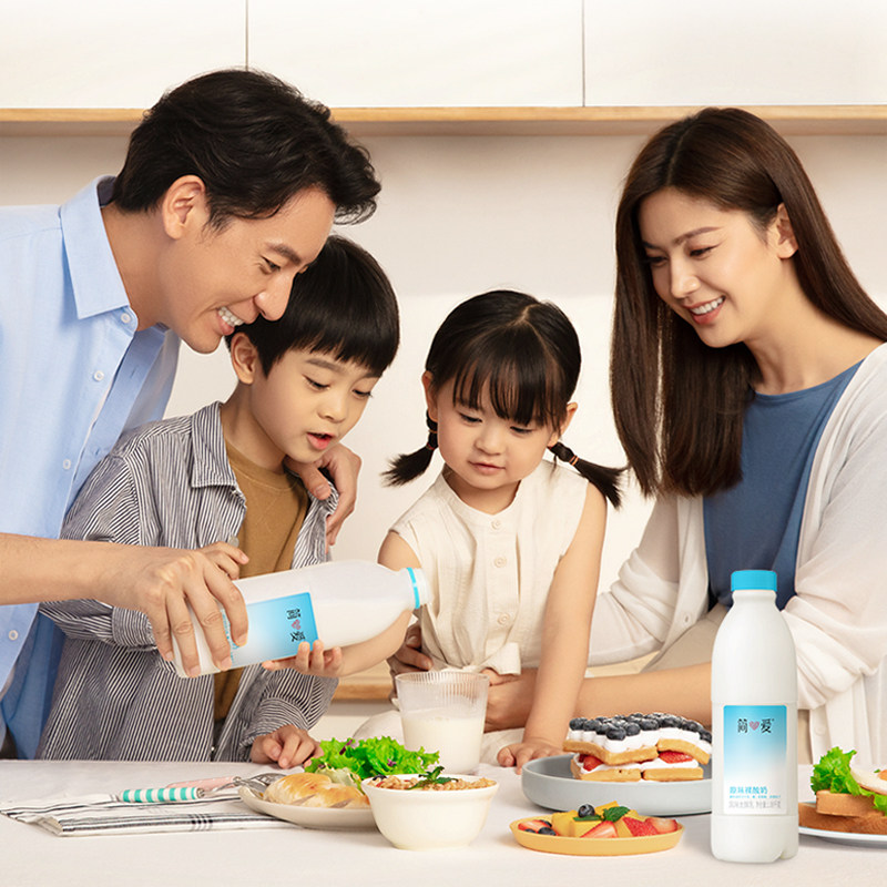 【下拉享补贴】简爱酸奶家庭装原味裸酸奶1.08kg*3瓶低温酸奶大桶