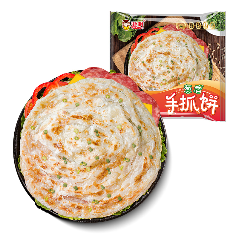 拍3件【包邮亚明葱香手抓饼1200g*3袋-第1张图片-提都小院