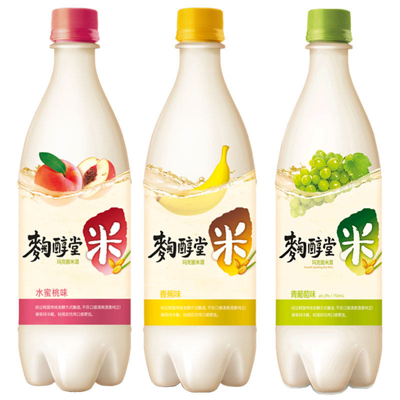 麴醇堂韩国原瓶进口玛克丽米酒果味混合装750ml*3瓶,淘宝优惠券,粉丝福利购,淘宝优惠卷