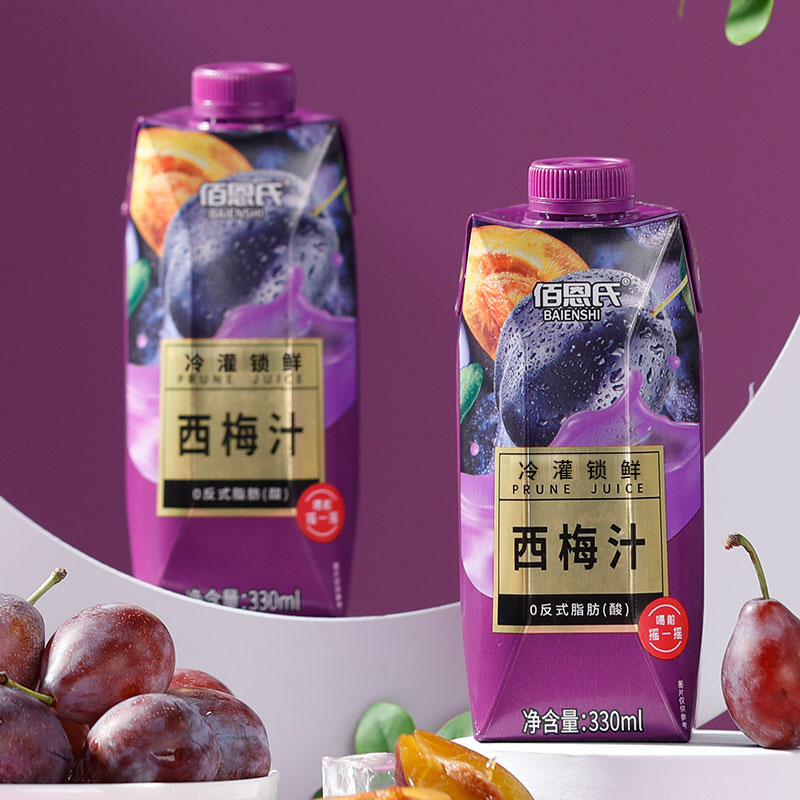 【单品包邮】佰恩氏西梅汁果汁330ml*6瓶冷罐缩鲜果汁饮料整箱装