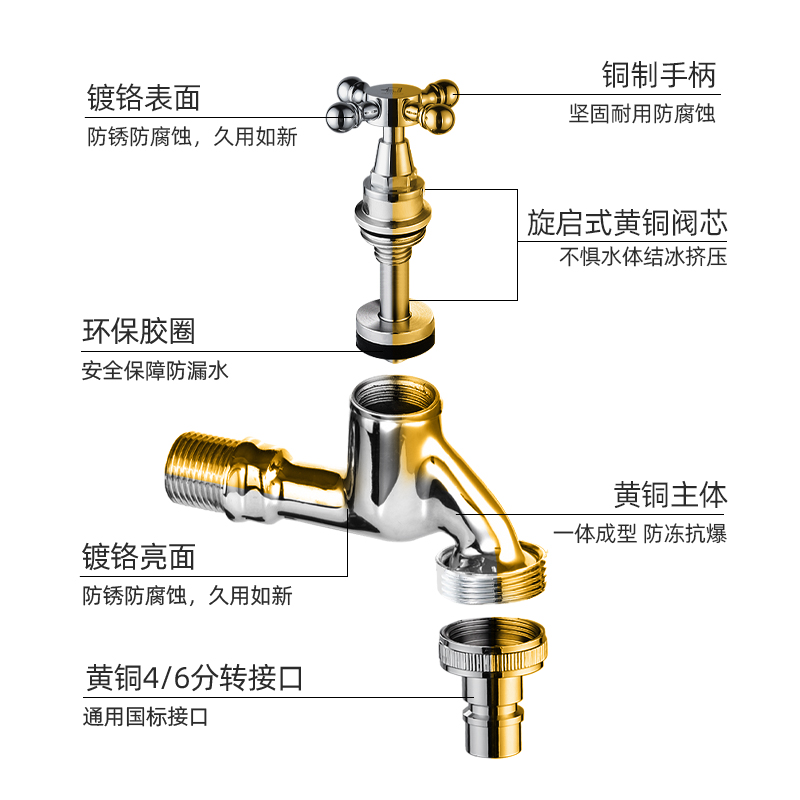 潜水艇室外户外阳台防冻自动止水洗衣机专用水龙头4分6分家用水嘴 - 图2