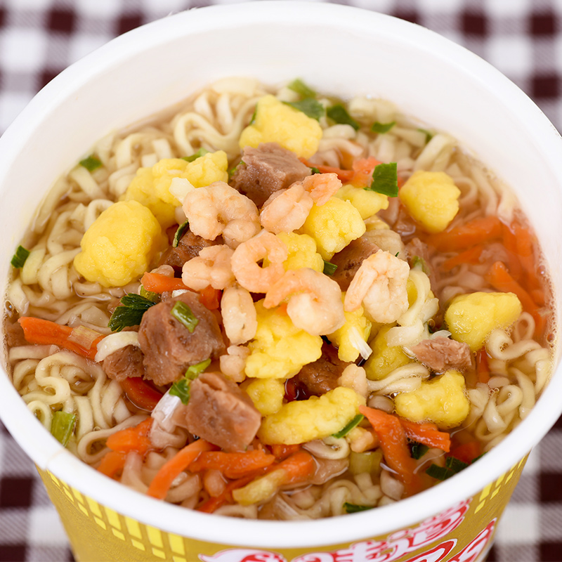 NISSIN/日清方便面合味道虾仁风味风味代餐零食夜宵泡面74g×3杯 - 图1