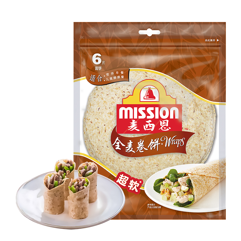 Mission/麦西恩全麦卷饼270g*1袋(6片)西式薄饼早餐搭配春卷饼皮-图0