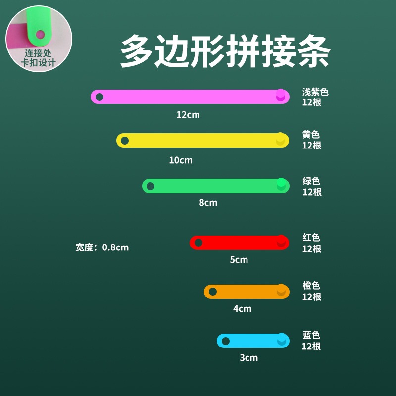 可普小学数学磁性多边形拼接条磁性计数图形 学生计数棍棒教具 - 图2