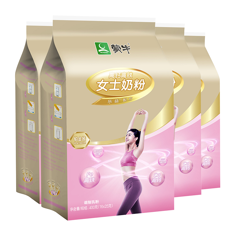 蒙牛女士奶粉成人高钙补铁400g*4袋