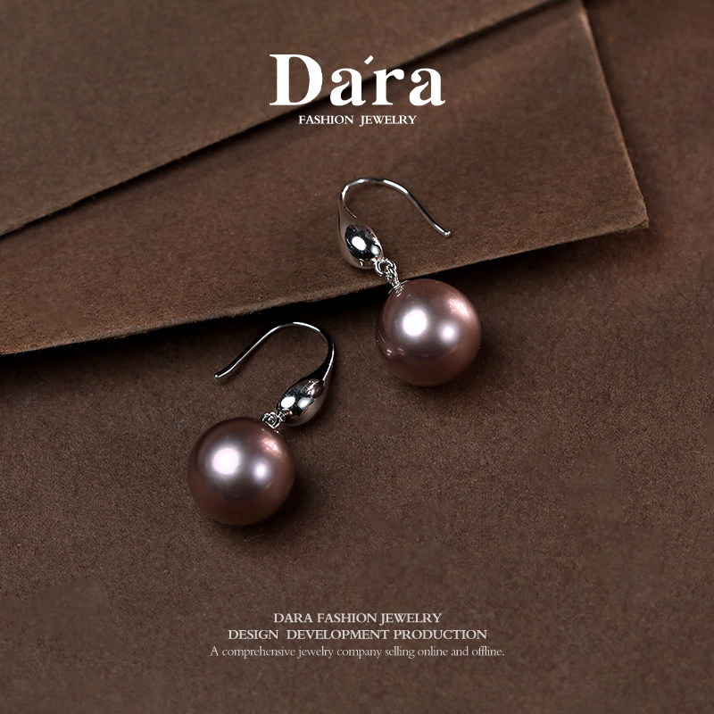Dara/戴拉925银12-13mm金属色淡水近圆强光珍珠耳环生日礼物首饰,淘宝优惠券,粉丝福利购,淘宝优惠卷