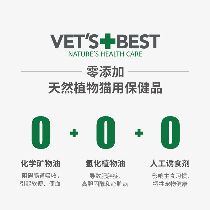 VET'S BEST绿十字猫草片猫咪化毛膏调理肠胃温和吐毛化毛球片 - 图1