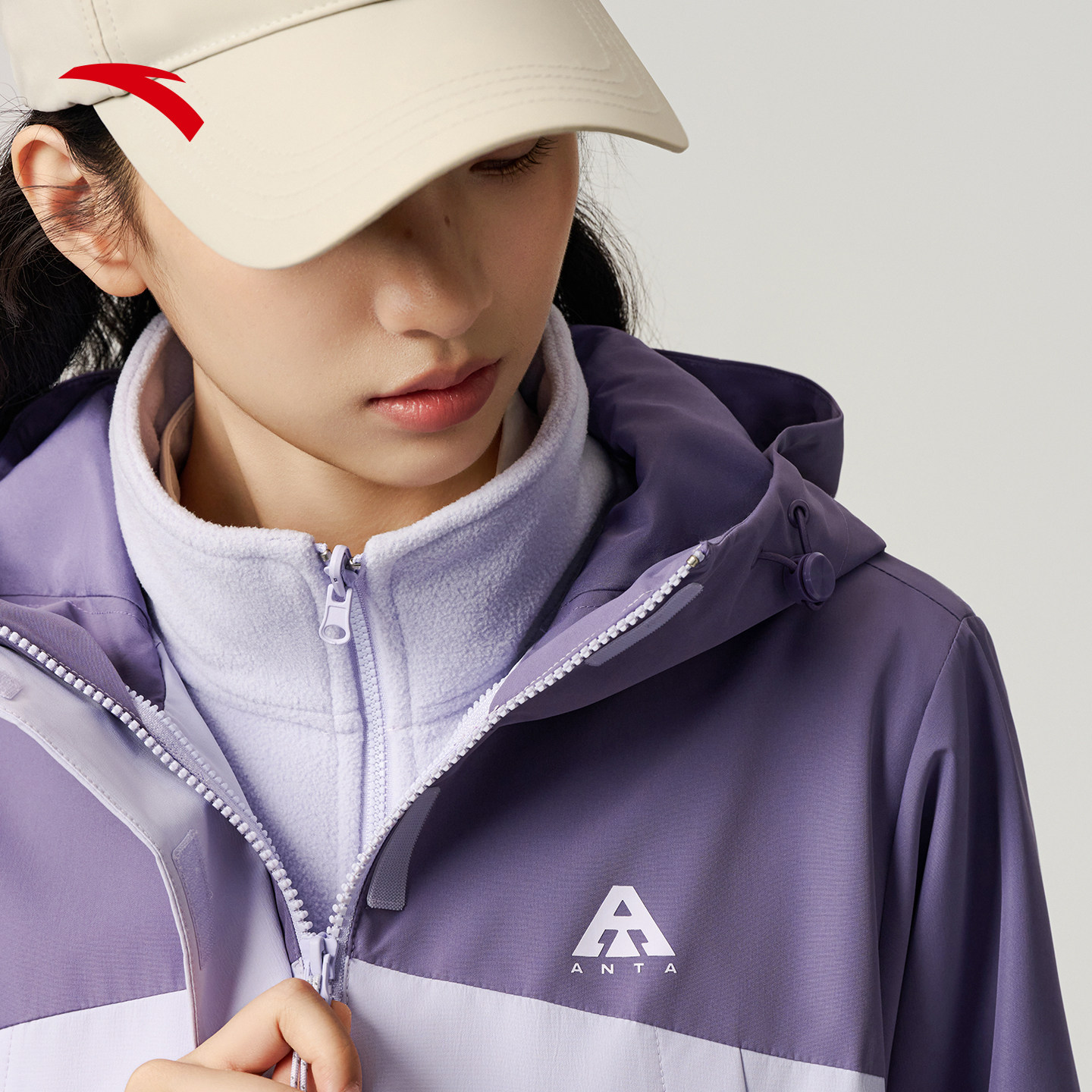 安踏三合一外套女2025新款冬季两件套防泼水夹克防风抓绒保暖上衣,淘宝优惠券,粉丝福利购,淘宝优惠卷