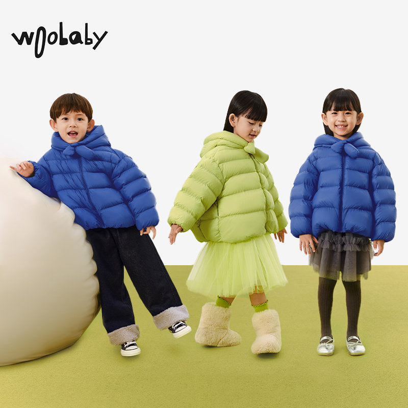 800蓬95白鸭绒|woobaby儿童羽绒服男女童24冬季新款连帽上衣外套,淘宝优惠券,粉丝福利购,淘宝优惠卷