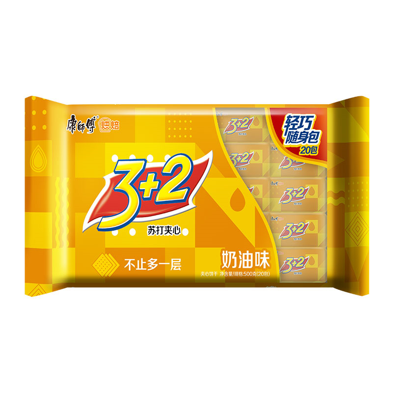 康师傅3+2苏打夹心饼干20小包500g*1袋