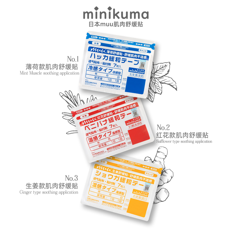 日本MINIKUMA肌肉舒缓贴肩颈椎腰背膝盖酸痛贴非久光贴7贴膏贴 - 图3