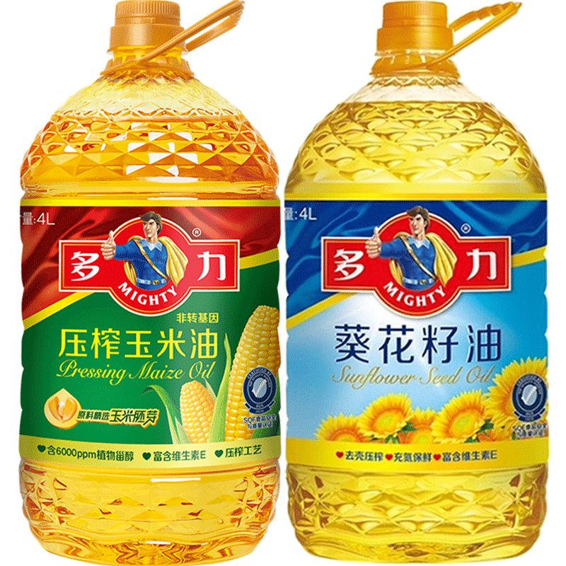 多力甾醇玉米油4L+葵花籽食用油4L非转基因玉米油+物理压榨葵花油-图0