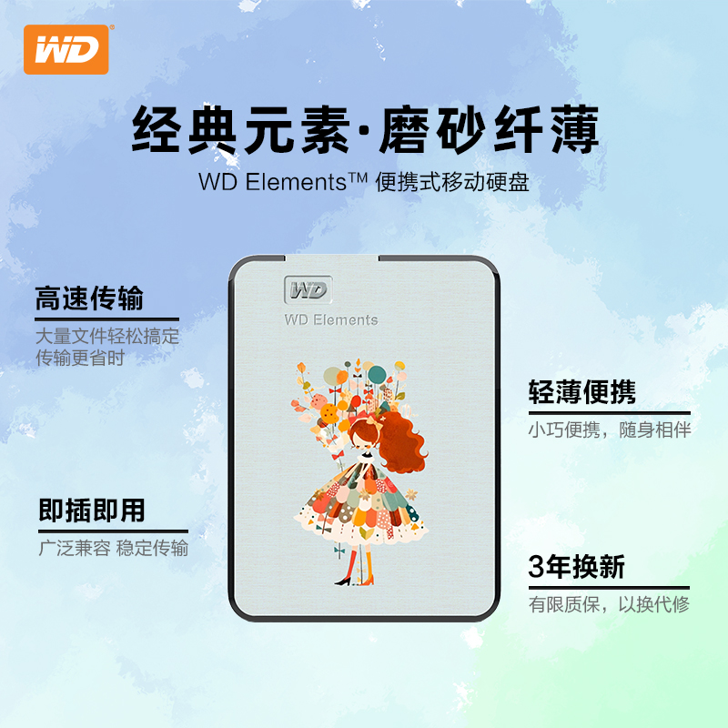 WD西部数据移动硬盘1t正品2tb高速电脑4t手机大容量5t存储-图1