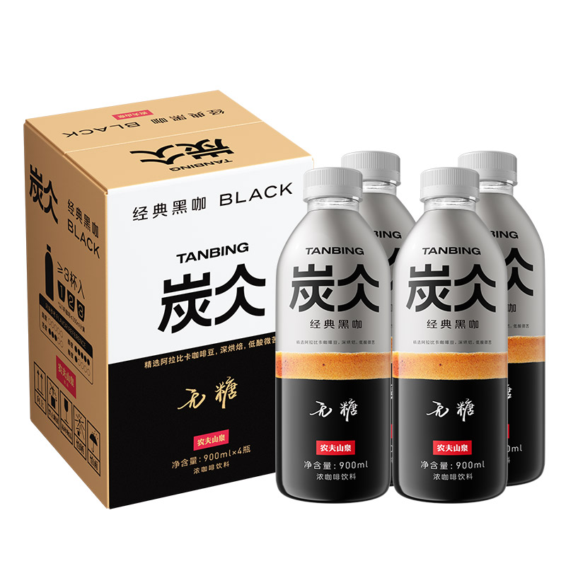 农夫山泉炭仌经典黑咖浓咖啡饮料900ml*4瓶-图0