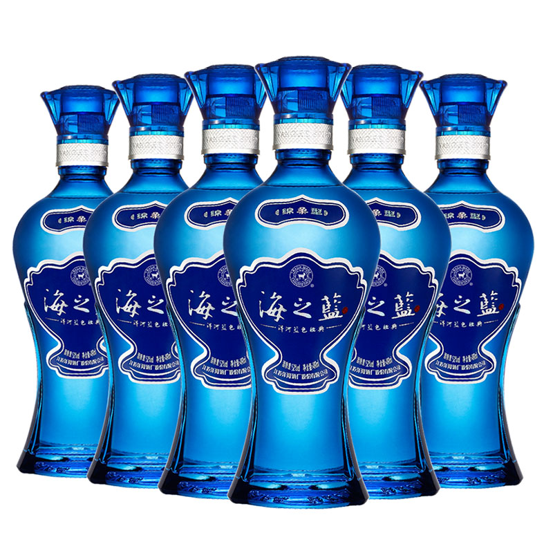 洋河海之蓝52度480ml*6瓶绵柔口感浓香型白酒酒水整箱