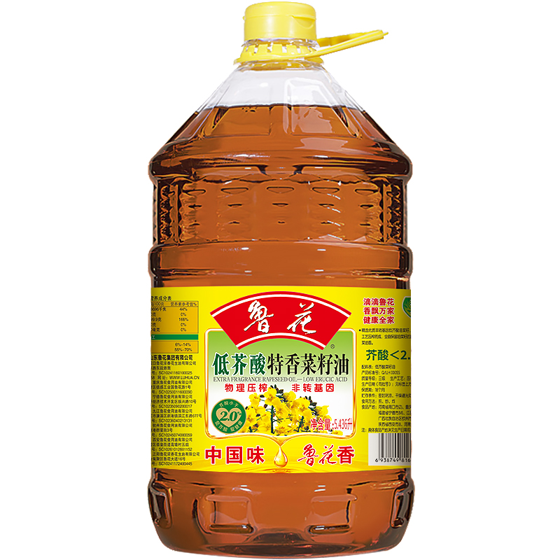 鲁花低芥酸特香菜籽油5.436L食用油 物理压榨 - 图0