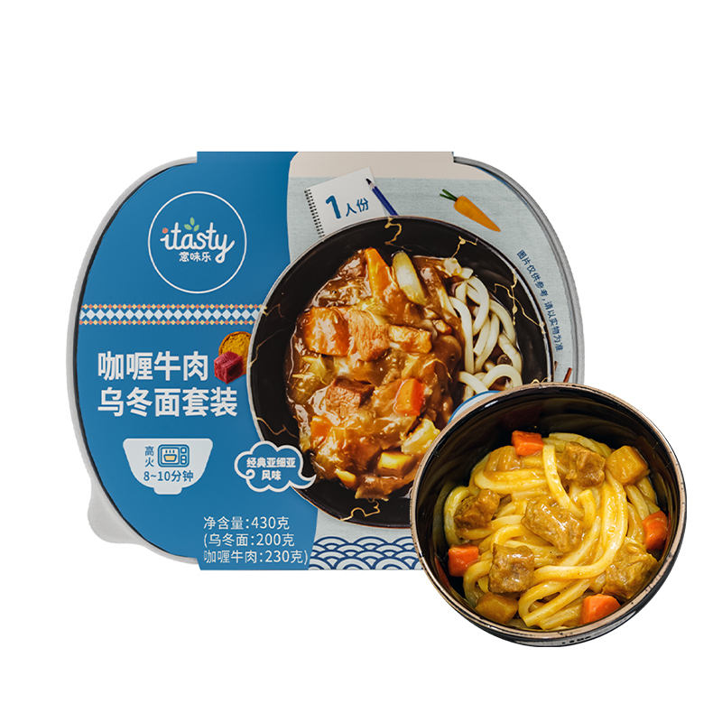 Itasty/意味乐咖喱牛肉乌冬面套装430g*1盒