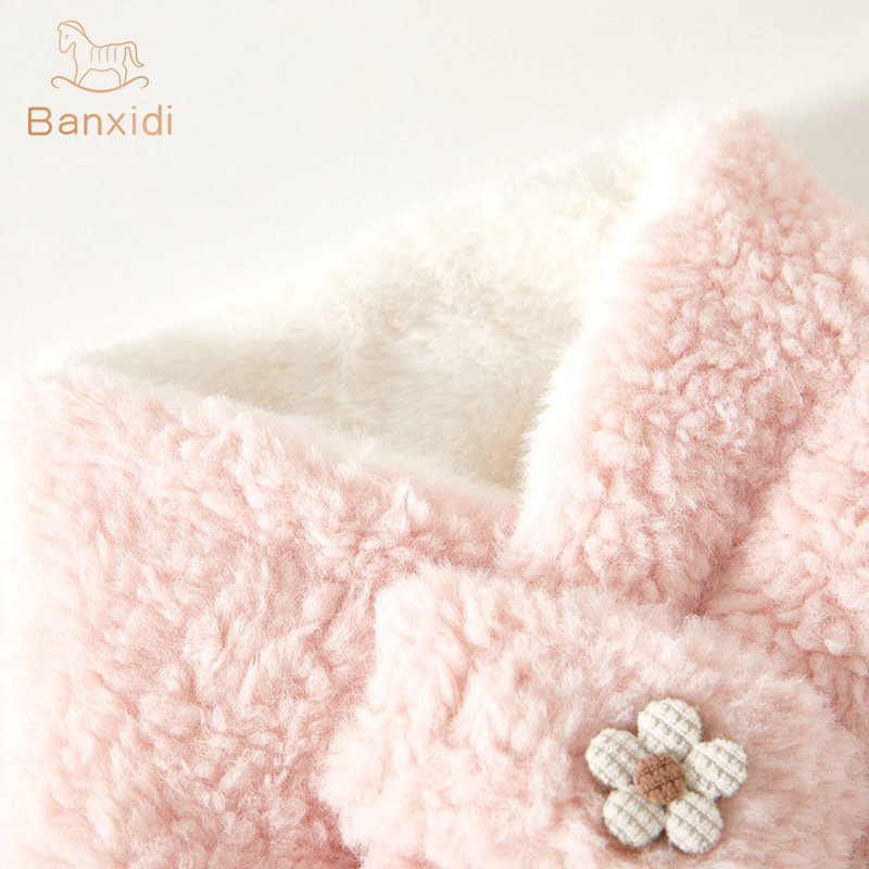 班喜迪儿童围巾冬季新款宝宝公主羊羔绒围脖女童保暖加绒交叉脖套,淘宝优惠券,粉丝福利购,淘宝优惠卷