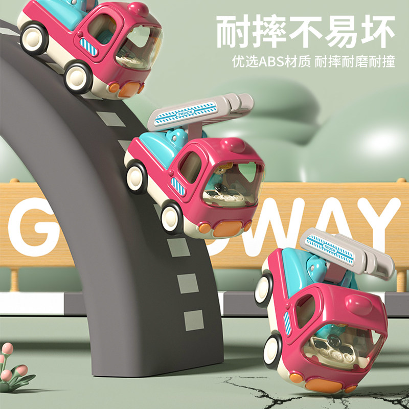谷雨声光工程车学爬惯性玩具车模型儿童卡通小汽车回力车 - 图1