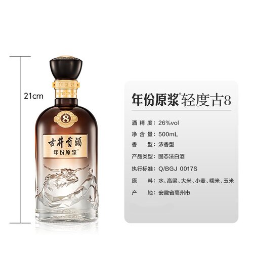 【新品】古井贡酒年份原浆轻度古8-26度500ml*2双瓶浓香纯粮白酒 - 图2