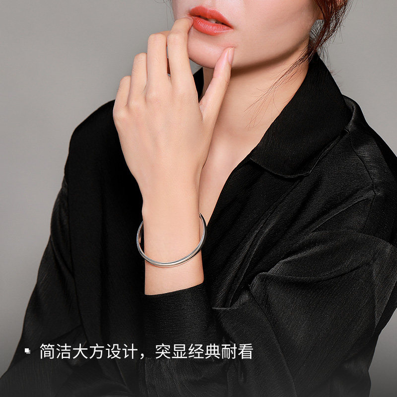 梦金园足银素圈手镯开口镯子手环简约经典新款活口送妈妈长辈礼物,淘宝优惠券,粉丝福利购,淘宝优惠卷