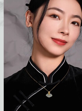 梦金园925银和田玉如意锁国风