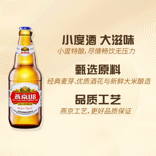 【燕京啤酒】燕京小度酒U8啤酒手提盒500ml*6瓶国货送礼心意礼盒 - 图2