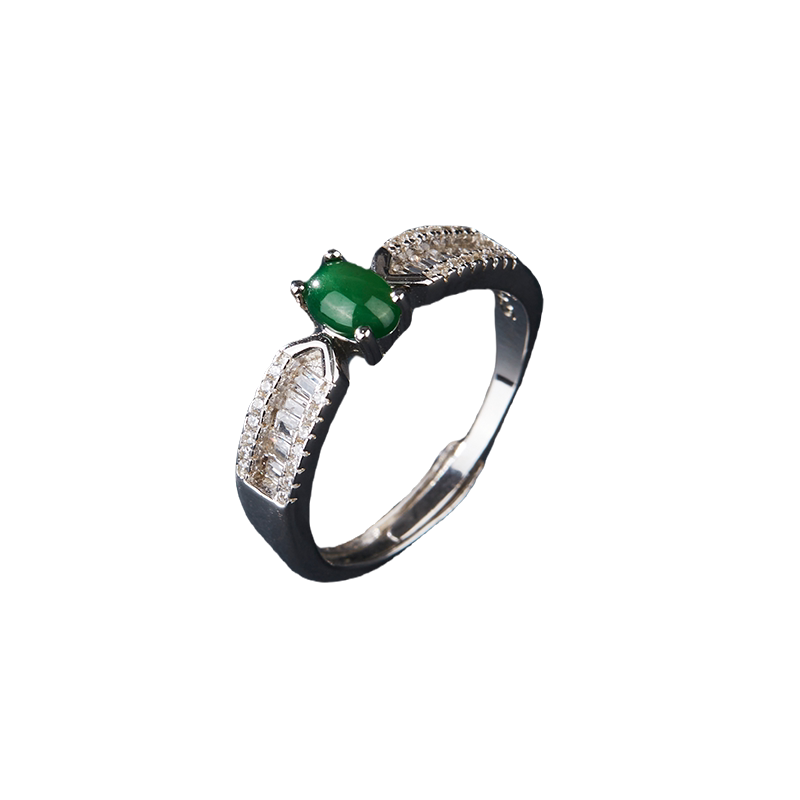 Colorful Yunnan Jade Ring Cabochon Jade Ring